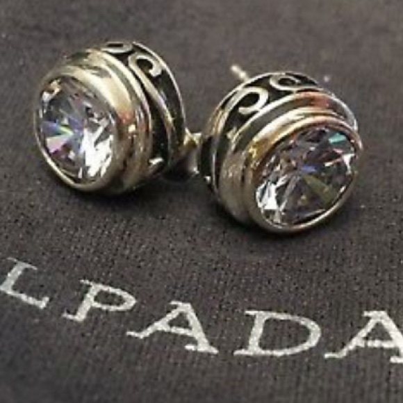 Silpada Sterling Silver CZ Harlequin Post Earrings - Picture 4 of 16